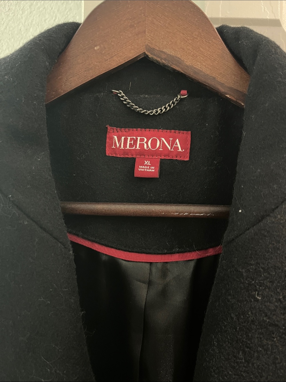 Merona Black Wrap Trench Coat with Wide Shawl Collar - Picture 2 of 2
